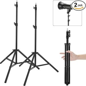 2 Pack adjustable 7ft Aluminum Photography Light Stand, Portable Light Tripod, for Lighting Stand Speedlight, Flash, Softbox,Strobe Light, Camera, Photographic Portrait